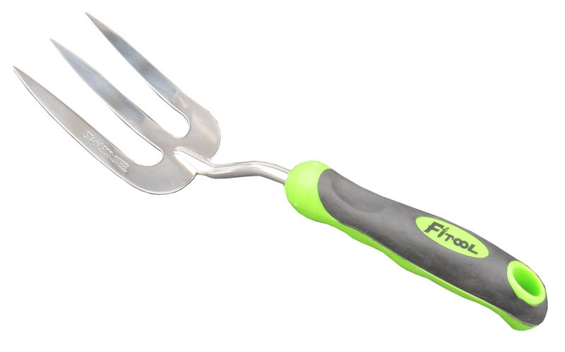 FITOOL Stainless Steel Garden Fork/Weeder 3T 12-Inch - Super Strong Premium Garden Hand Weeder Fork - Stainless Steel Blade Mirror Polishing - with Soft dual-color Ergonomic Handle - Image 1